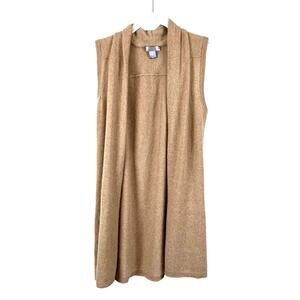 Charter Club Cashmere Sleeveless Open-Front Cardigan Beige Women's XS